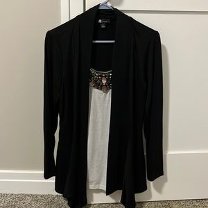 One-piece black blouse with beading